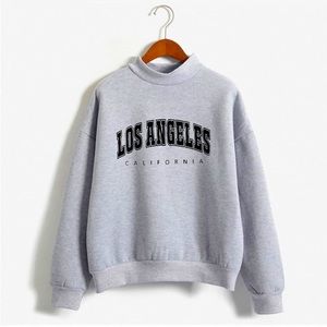 California O Neck Solid Color Prints Long Sleeve Sweatshirt Soft Warm Womens